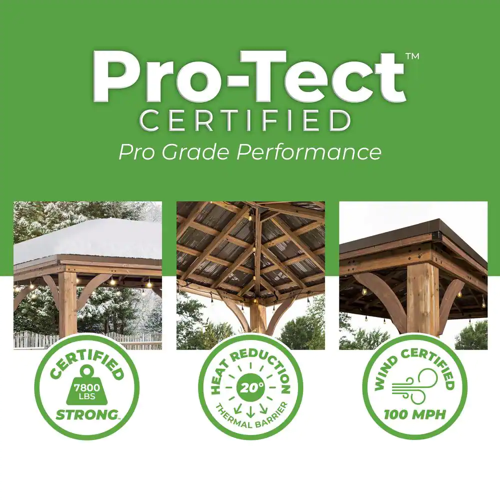 Backyard Discovery Barrington 16 ft. x 12 ft. Light Brown Wooden Gazebo with Hip Roof