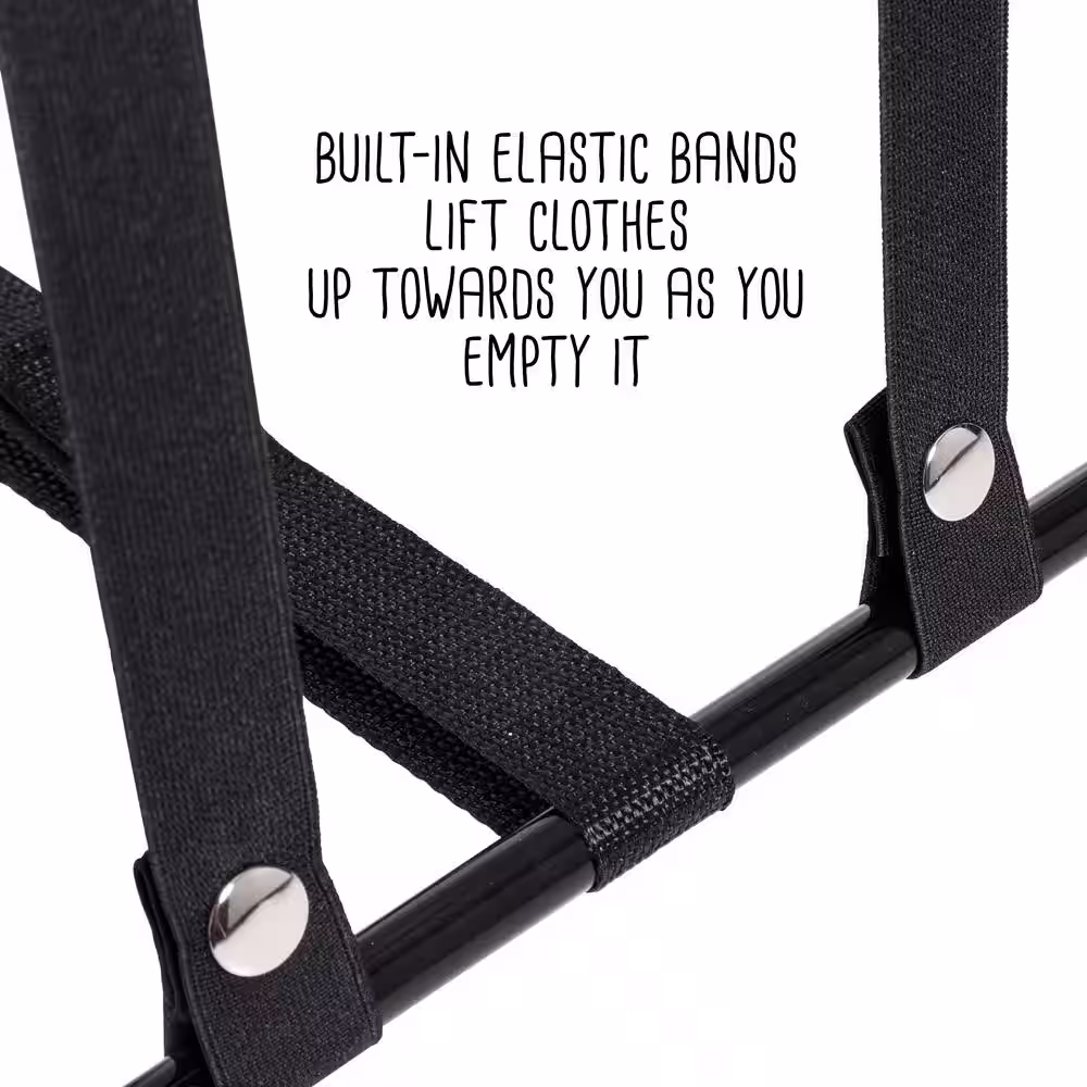 Honey-Can-Do Black/White Single Bounce Back No Bend Laundry Hamper with Wheels