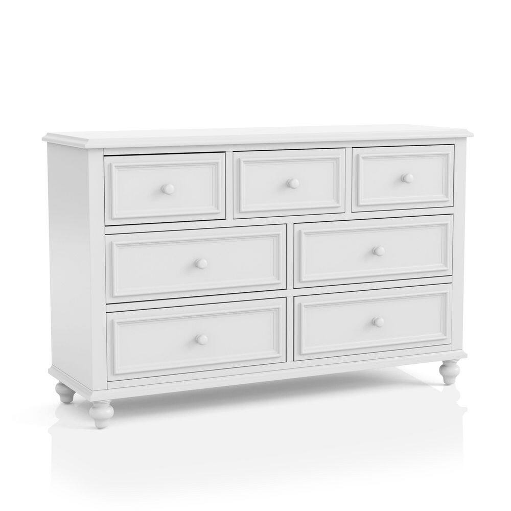 Furniture of America Edison 7-Drawer White Dresser (34 in. H x 53 in. W x 17 in. D)