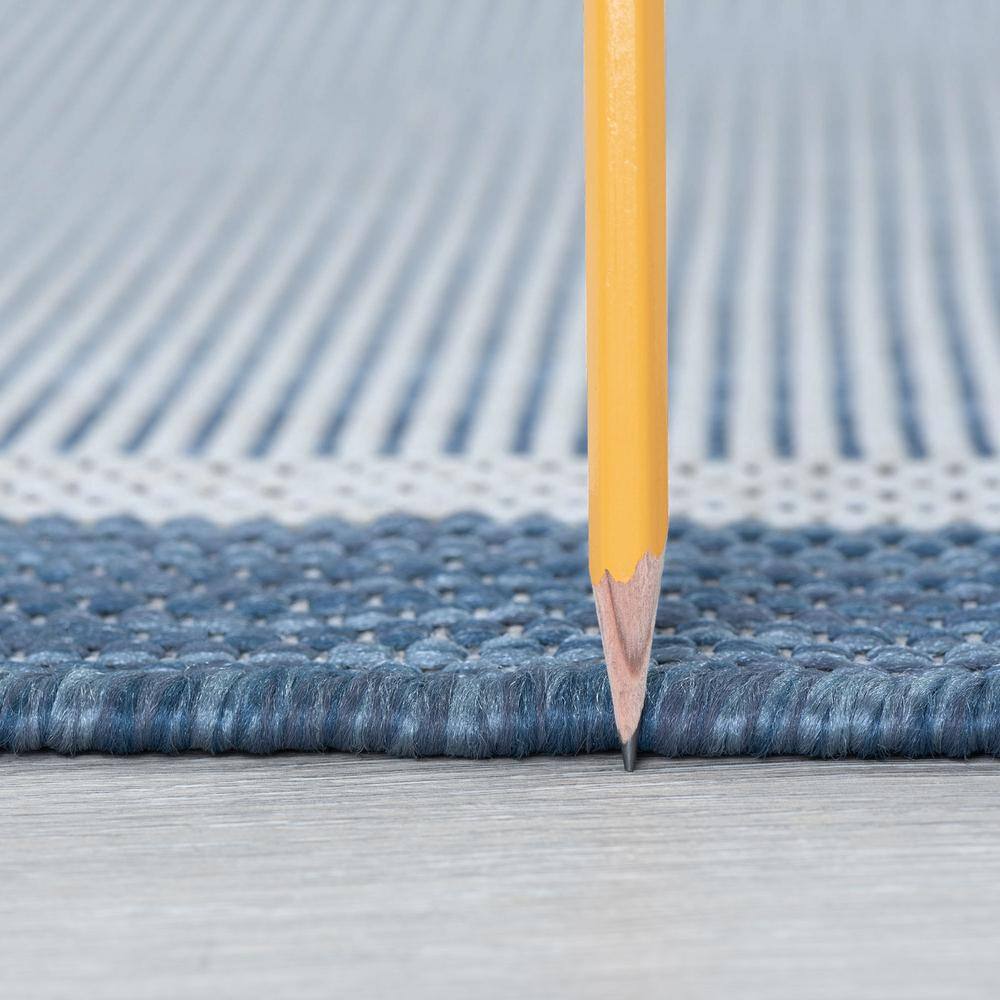 Tayse Rugs Eco Greek Key Blue 8 ft. x 10 ft. Indoor/Outdoor Area Rug