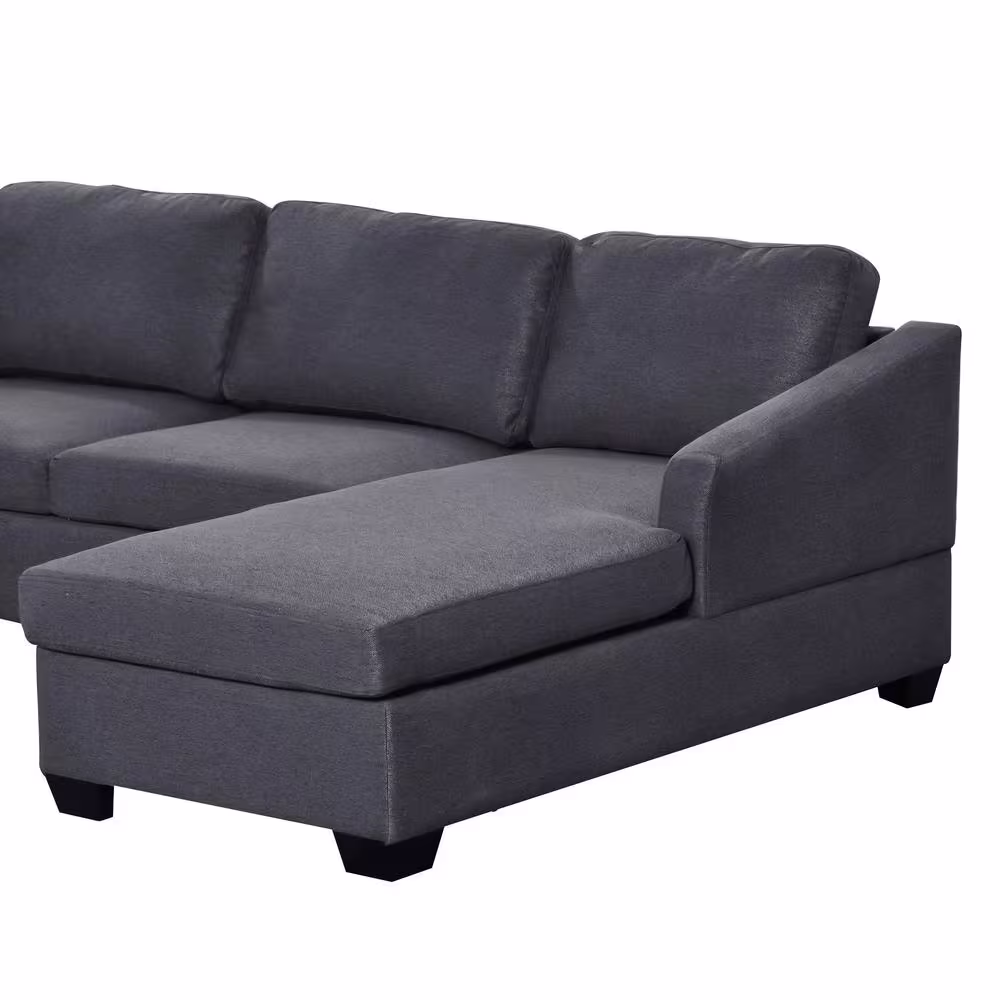 Harper & Bright Designs 116.9 in. W Flared Arm Polyester Modern Large U Shaped Sectional Sofa in Gray