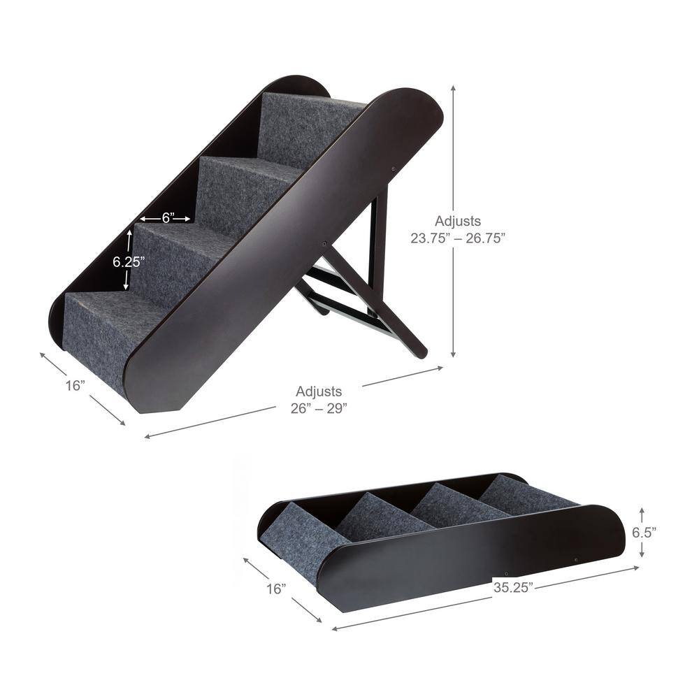 TRIXIE Brown Adjustable 4-Step Pet Stairs