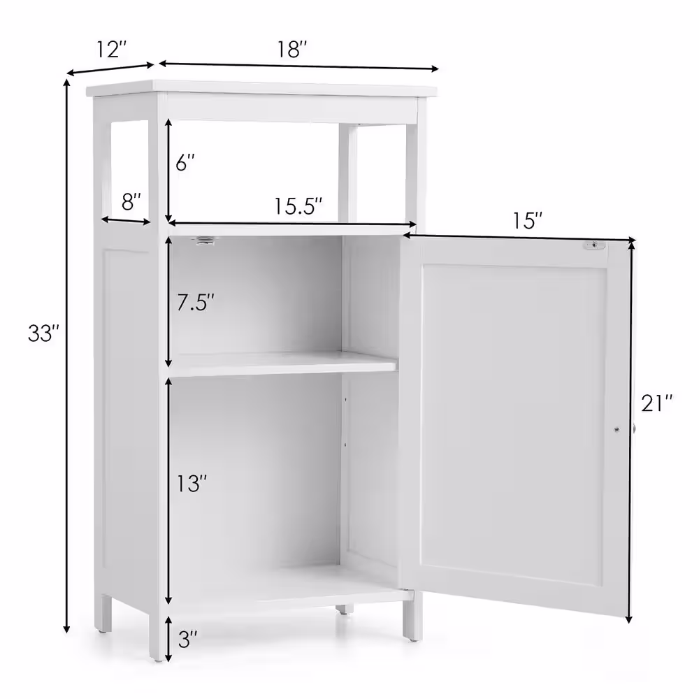 Costway Wood Freestanding Garage Cabinet in White (18 in. W x 33 in. H x 12 in. D)