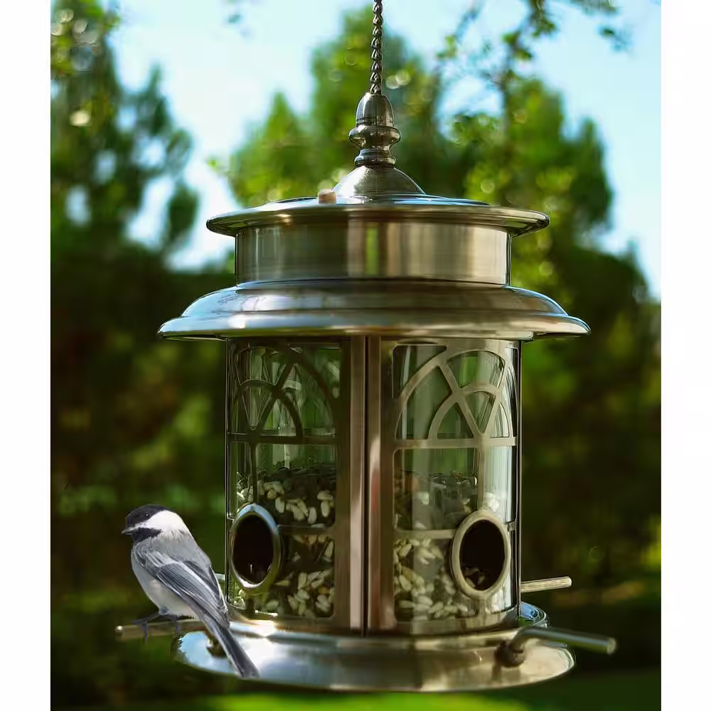 SunRay Arch Inlay Copper Solar Bird Seed Feeder