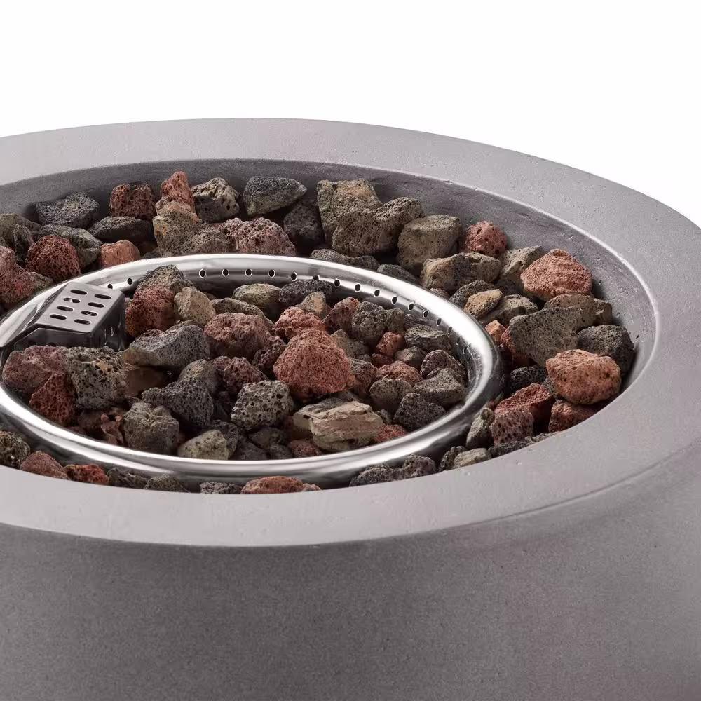 Hampton Bay Pendra 19.5 in. x 26 in. Round Concrete Gas Fire Column