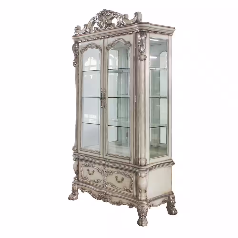 Acme Furniture Dresden Vintage Bone White Curio Cabinet
