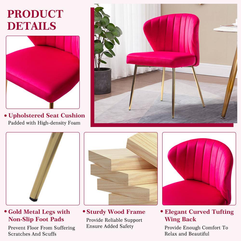 JAYDEN CREATION Milia Fuchsia Tufted Dining Chair (Set of 2)