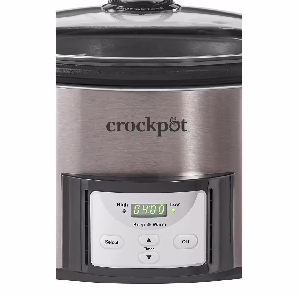 Crock-Pot 7-qt. Black and Stainless Steel Cook and Carry Digital Countdown Slow Cooker with Easy Clean
