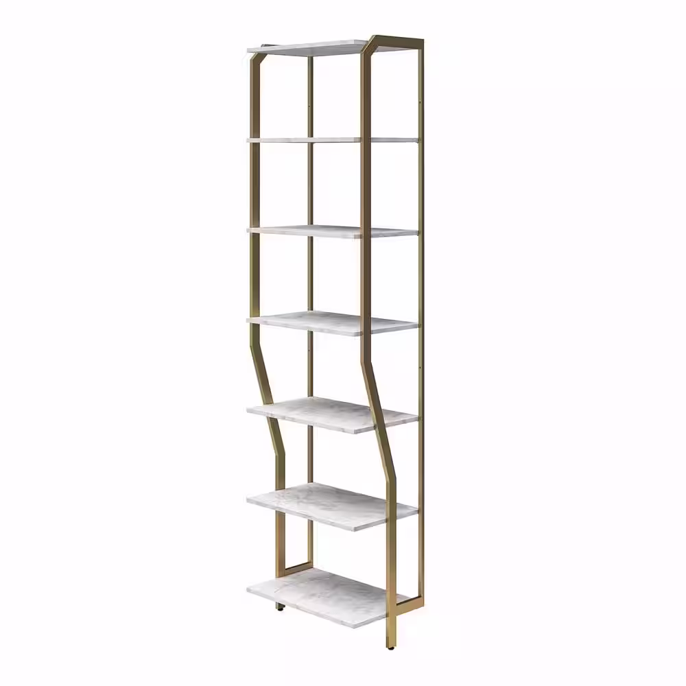 CosmoLiving by Cosmopolitan Gwyneth 24 in. W Wall Mount Adjustable Wood Closet System, White Marble