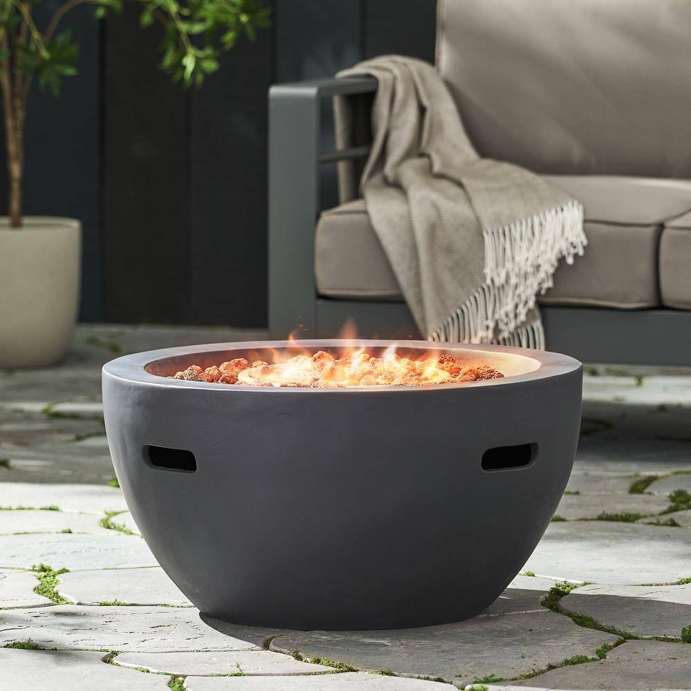 Noble House Tulip Dark Gray Stone Fire Pit Bowl (No Tank Holder)