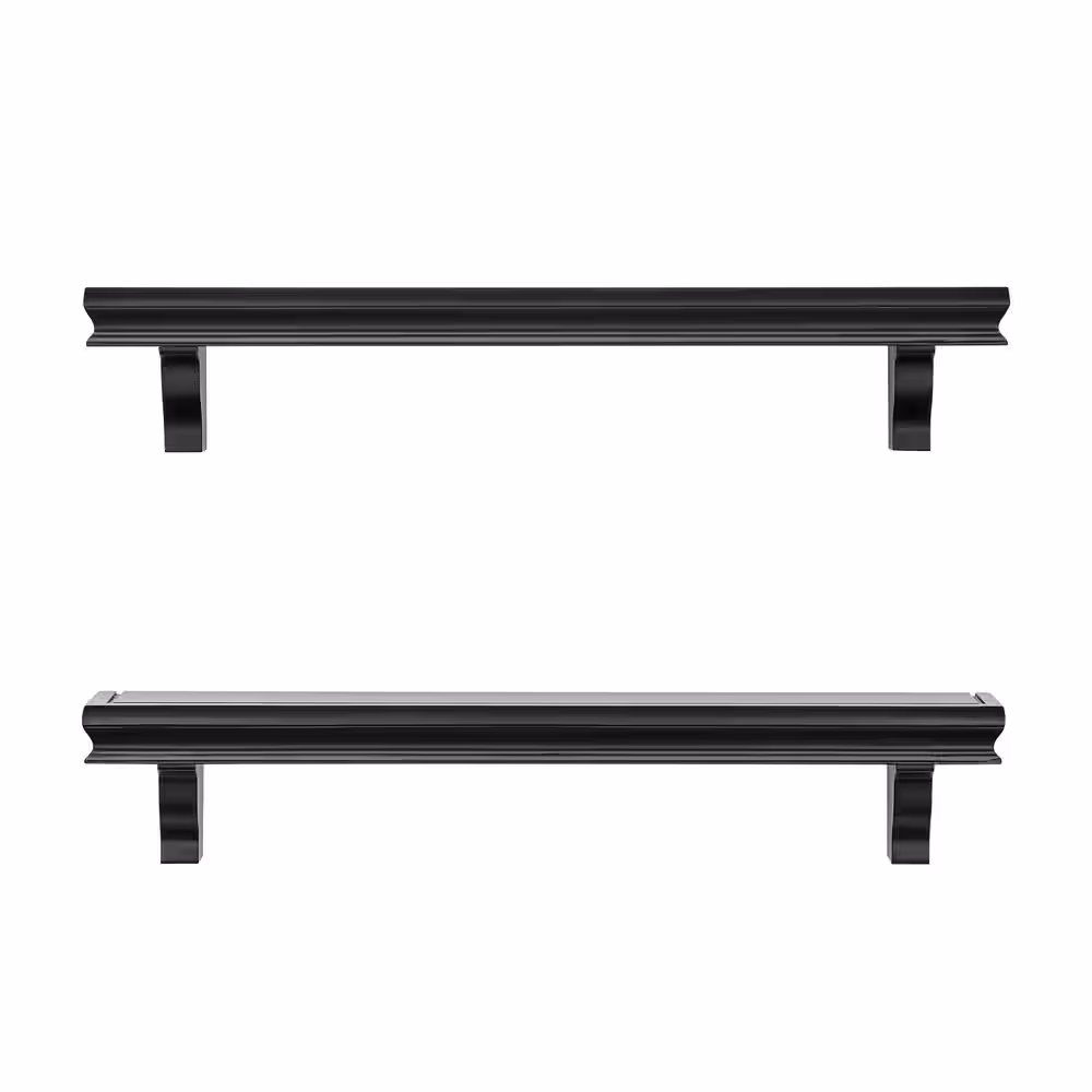 DANYA B 24 in. Black Floating Display Ledge Wall Shelves (Set of 2)