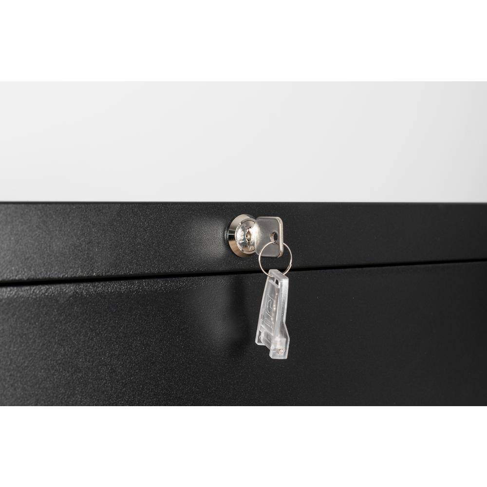 None 3-Drawer Black 40.16 in. H x 35.43 in. W x 17.72 in. D Metal Lateral File Cabinet Drawer Locked by Keys