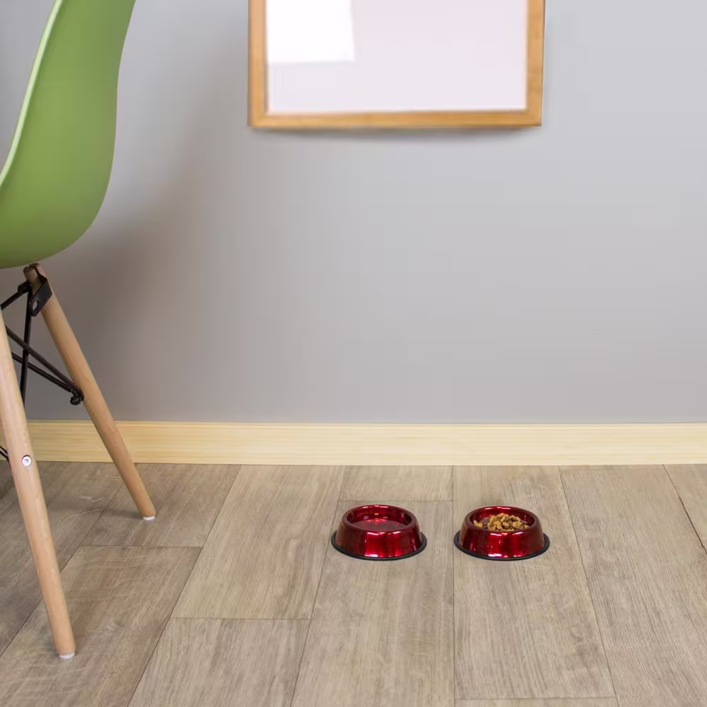 Platinum Pets 1 Cup Stainless Steel Embossed Non-Tip Cat Bowl in Red