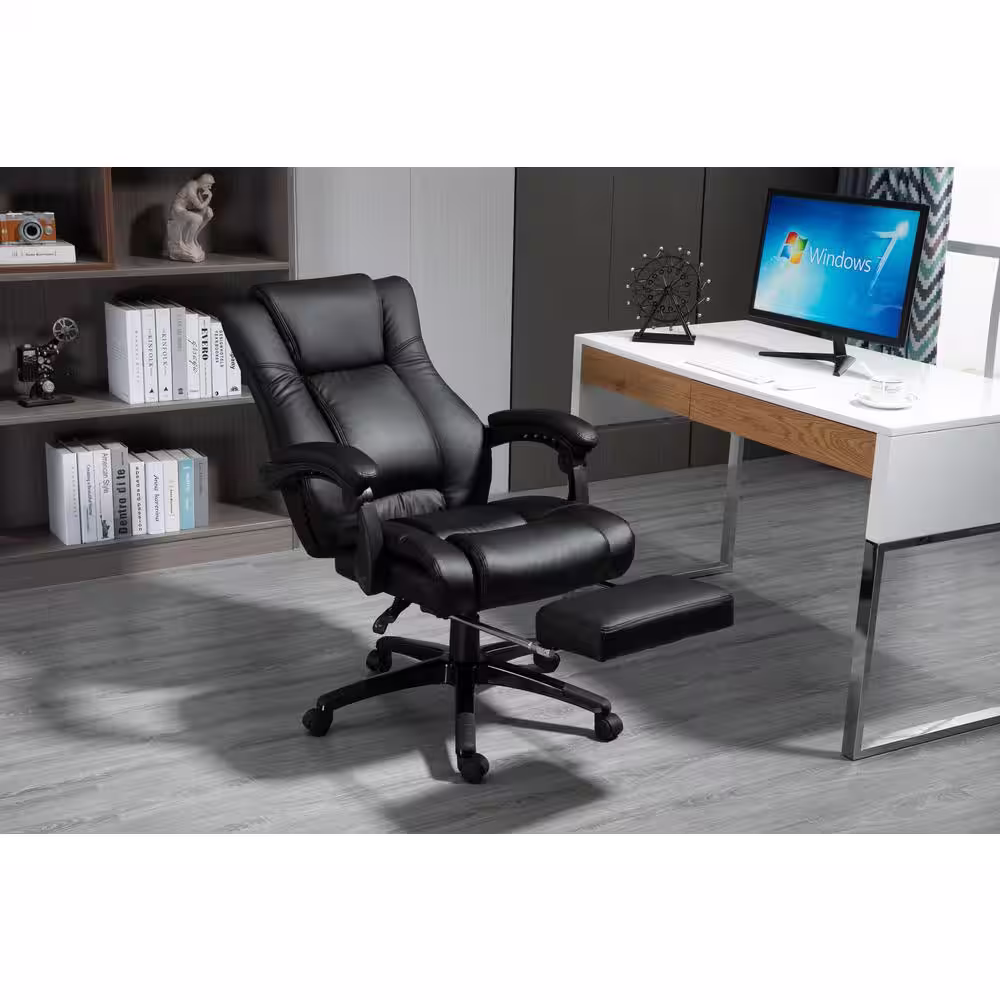 Vinsetto Black PU Leather Seat Executive High Back Office Chair Executive Computer Desk Chair with Adjustable Height