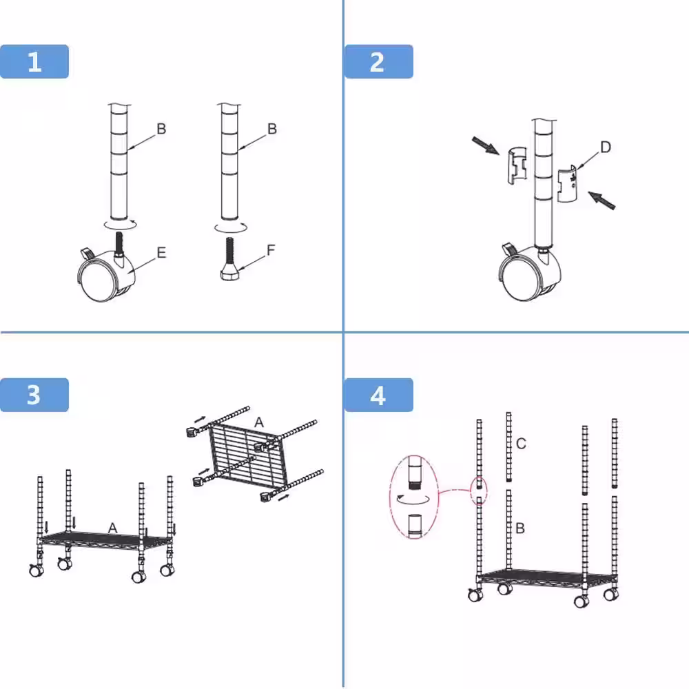 None 13 in. x 23 in. x 49 in. Silver Heavy Duty Metal Garage Shelves with Detachable Wheels
