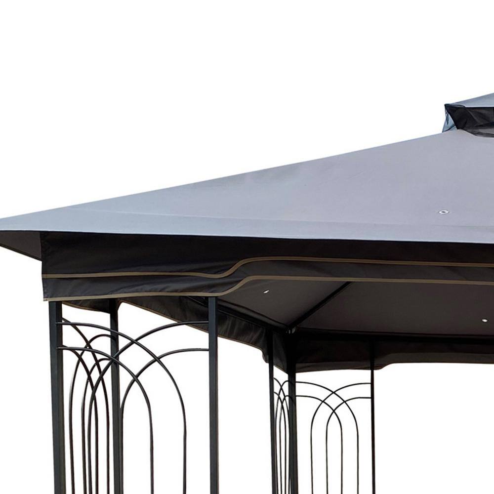 None 10 ft. x 10 ft. Gray Patio Double Roof Gazebo Replacement Canopy Top Only