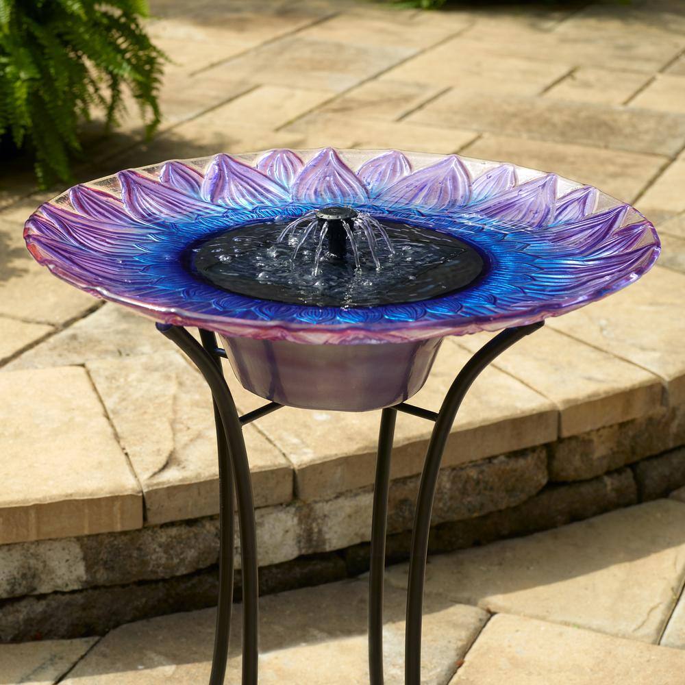 Smart Solar Bell Flower Glass Solar Birdbath