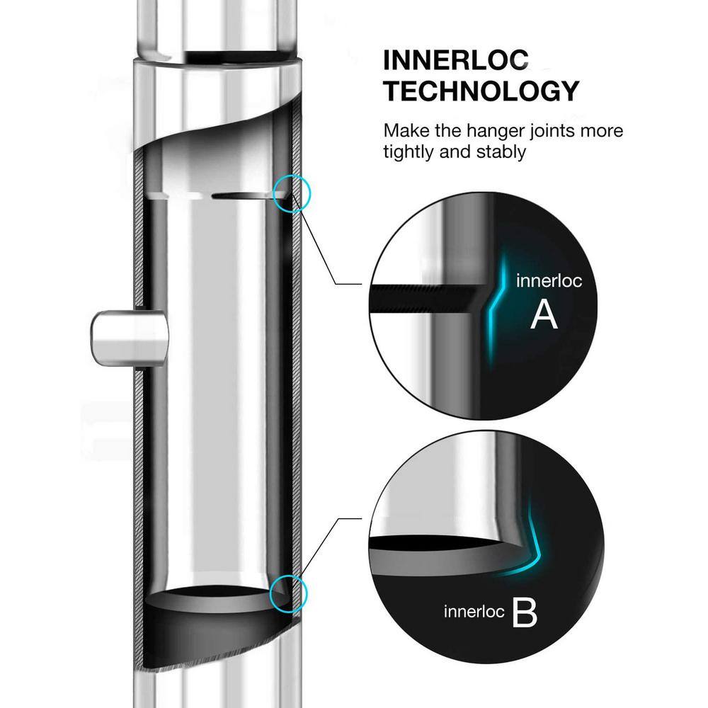 None Chrome Steel Garment Clothes Rack Adjustable 59 in. W x 63 in. H