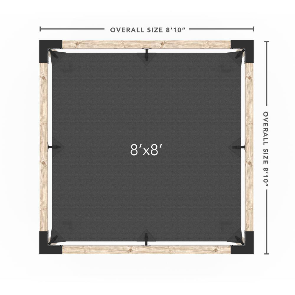 TOJA GRID 8 ft. L x 8 ft. W Pergola Kit with Denim Shade Sail, 4x4 Wood