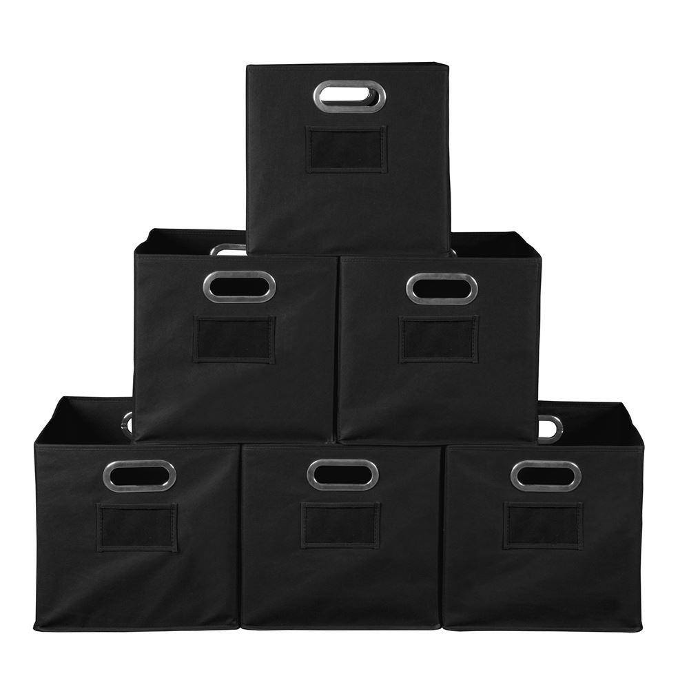 Regency 12 in. H x 12 in. W x 12 in. D Black Fabric Cube Storage Bin 6-Pack