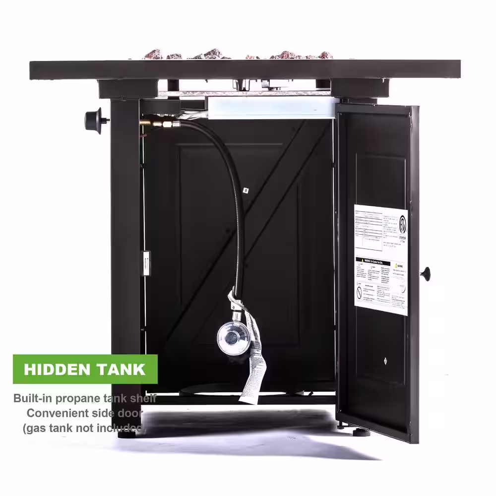 Legacy Heating 28 in. x 24 in. H 50000 BTU Square Steel Propane Black Fire Pit Table