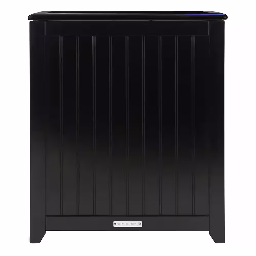 Oceanstar Dark Mahogany Wainscot Style Rectangular Laundry Hamper