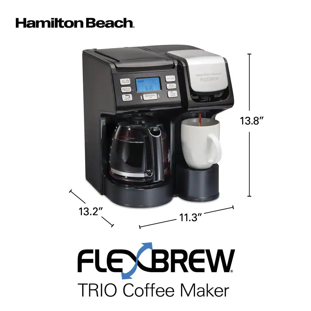 Hamilton Beach FlexBrew Trio 12-Cup Black Drip Coffee Maker with Single Cup Brewer