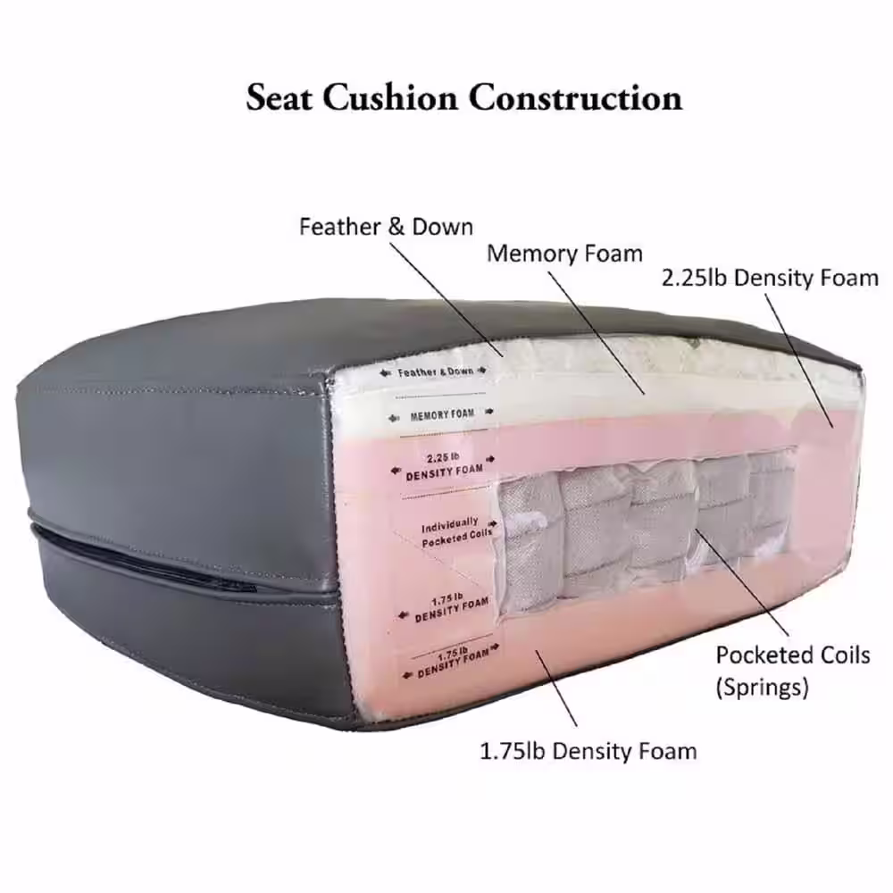 Hydeline Bella 132 in. Square Arm 4-Piece Leather Lawson 6-Seater Sectional Sofa in Brown w/Left Facing Chaise