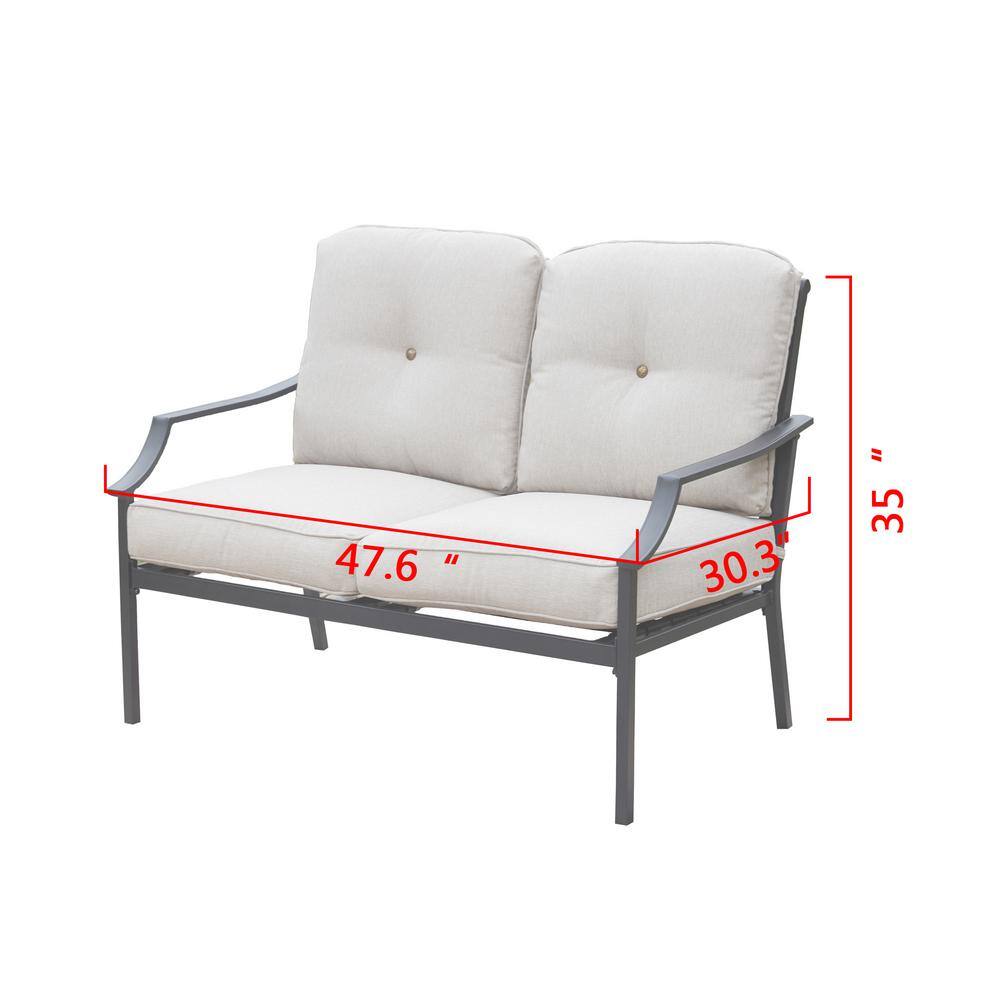 TOP HOME SPACE 4-Piece Metal Patio Conversation Set with Beige Cushions