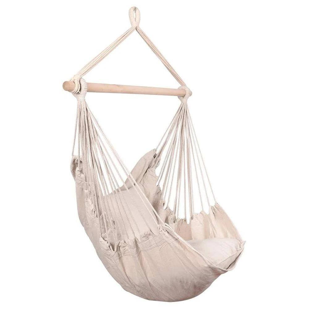 None Hammocks Hanging Rope Hammock Chair Swing Seat with 2 Seat Cushions and Carrying Bag
