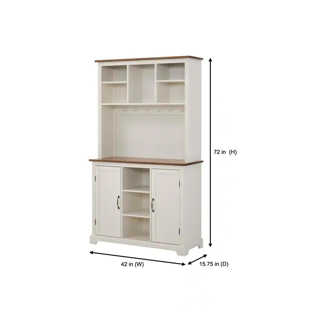 StyleWell Bainport Ivory Wood Buffet Table with Haze Top (42 in. W x 72 in. H)