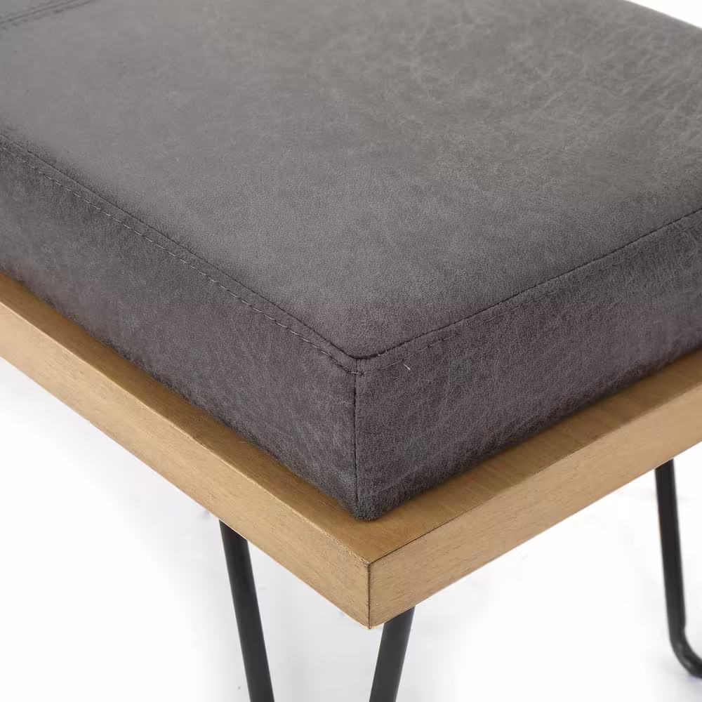 None Elisha Slate Upholstered Bench