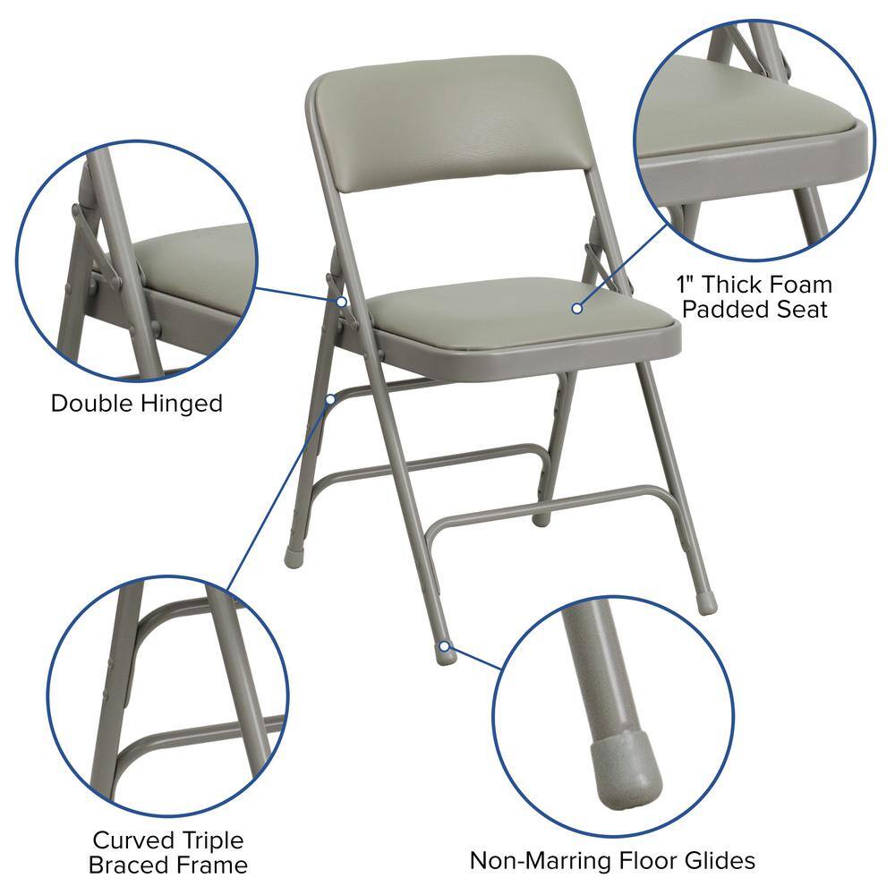 Carnegy Avenue Gray Vinyl/Gray Frame Metal Folding Chair (2-Pack)