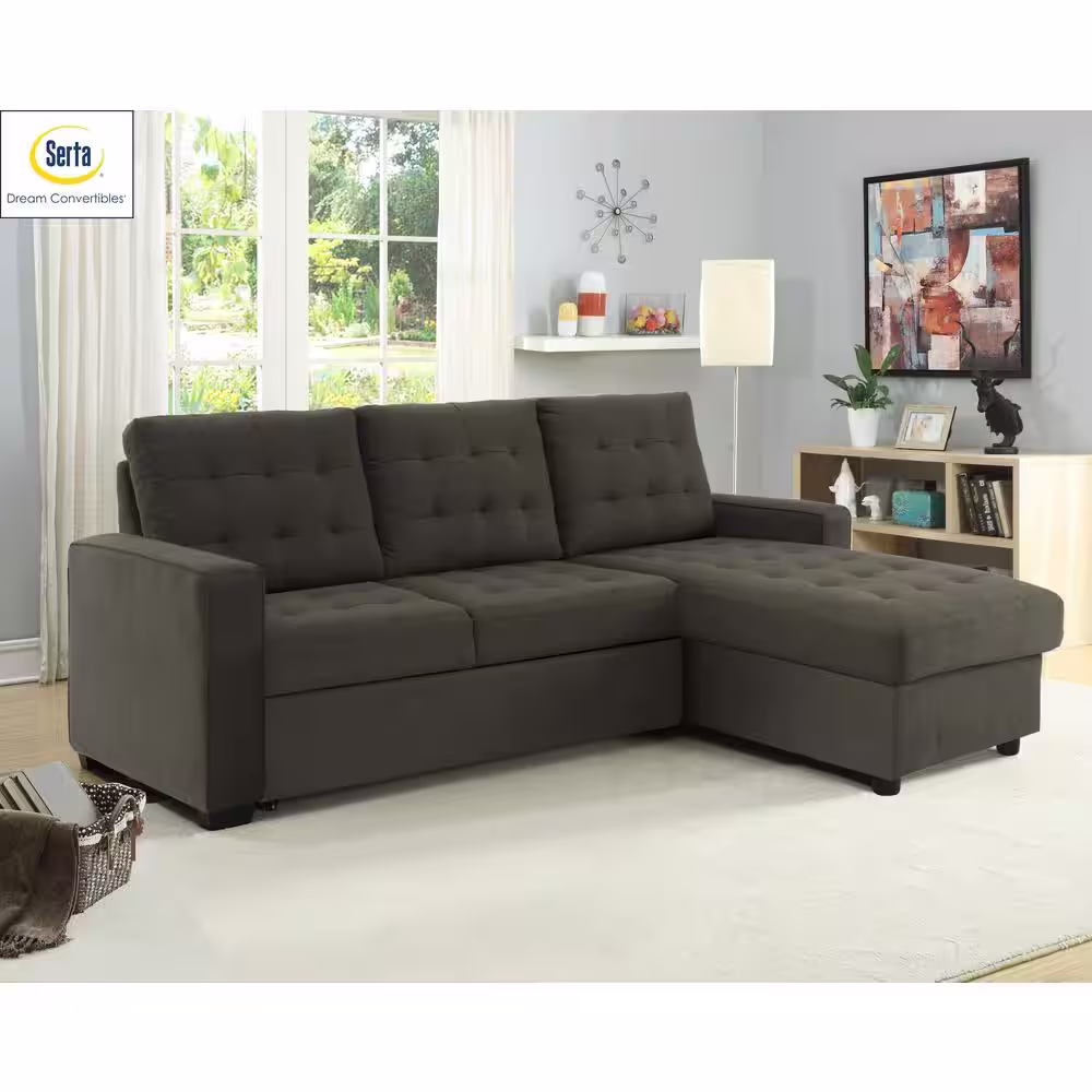 Serta Barison Steel Microfiber Fabric 3-Seat Convertible Sofa,