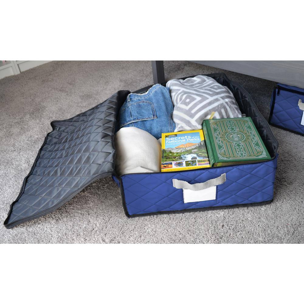 None 20-Gal. Quilted Under the Bed Bundle in Blue - Small and Medium