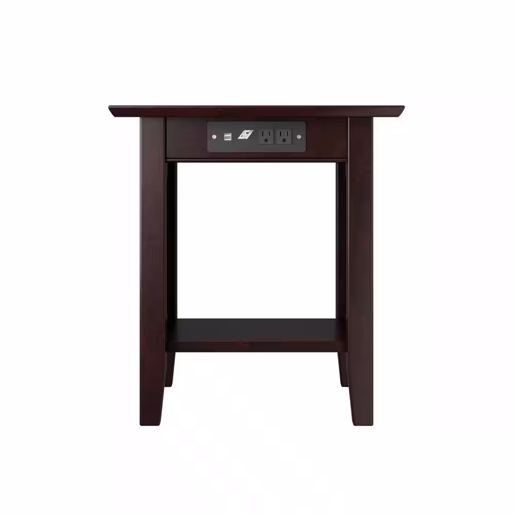 Atlantic Furniture Nantucket End Table with Charging Station in Espresso