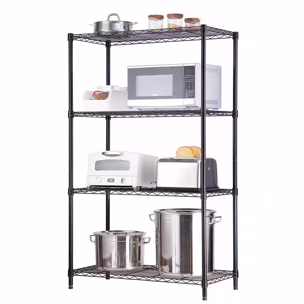 mzg 4-Tier Black Coating Utility Wire Shelving Unit (18 in. D x 36 in. W x 59 in. H)