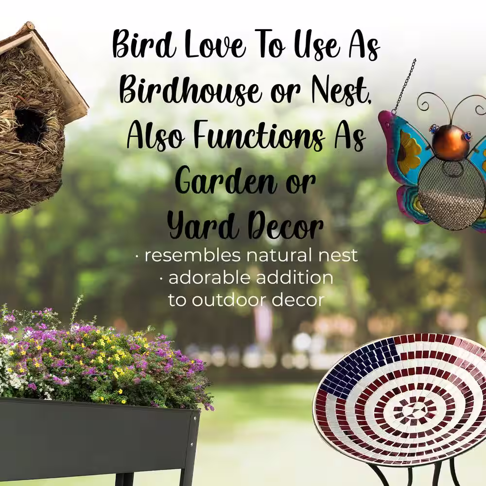 None Backyard Expressions Grass Woven Natural Bird House Set - 2 Pack