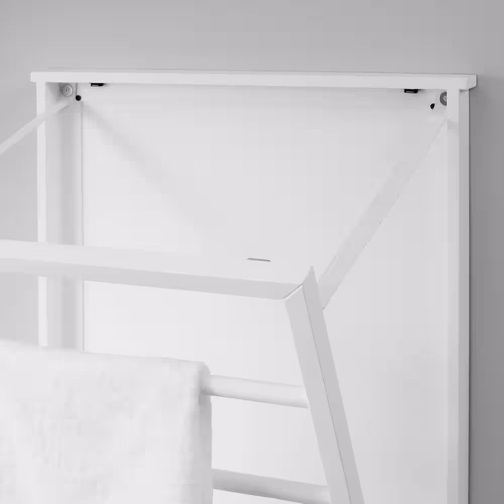 StyleWell 27 in. H x 24 in. W x 2 in. D White Wood Collapsible Laundry Wall Rack