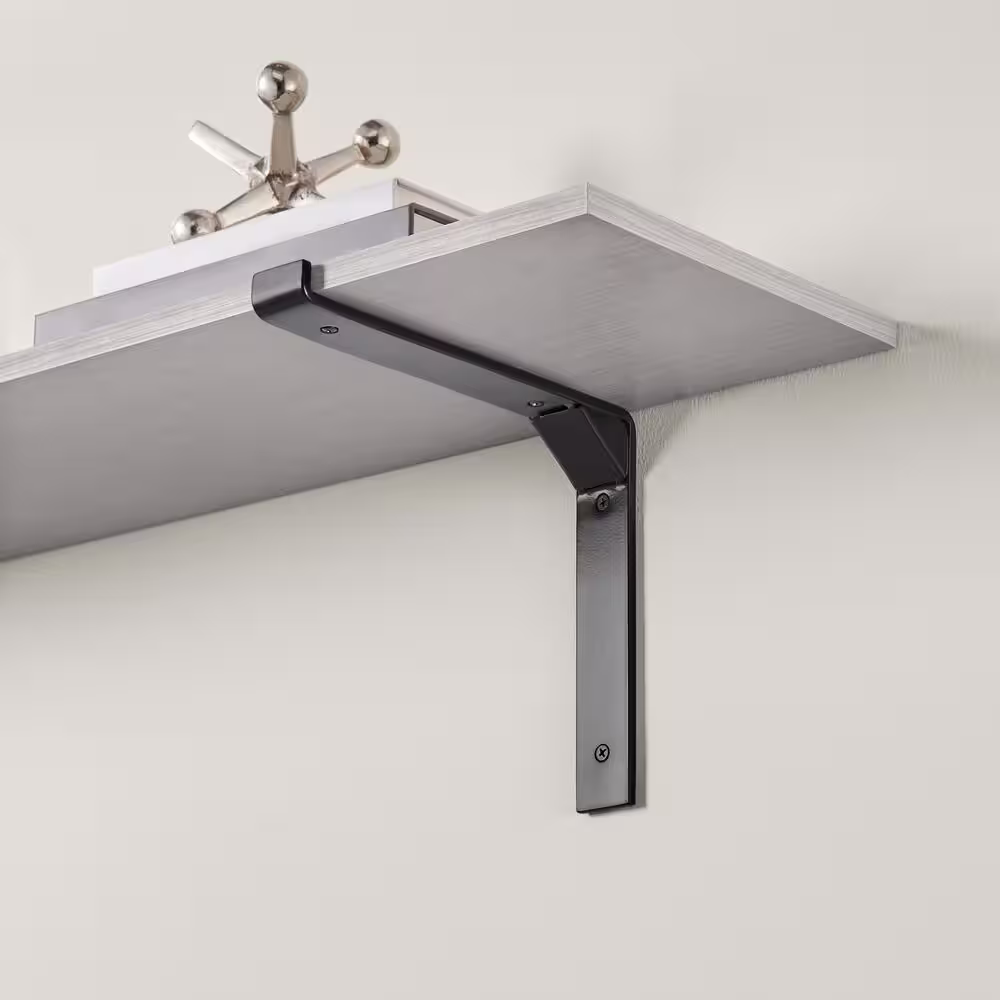 Everbilt 10 in. Black Deco L Steel Bracket