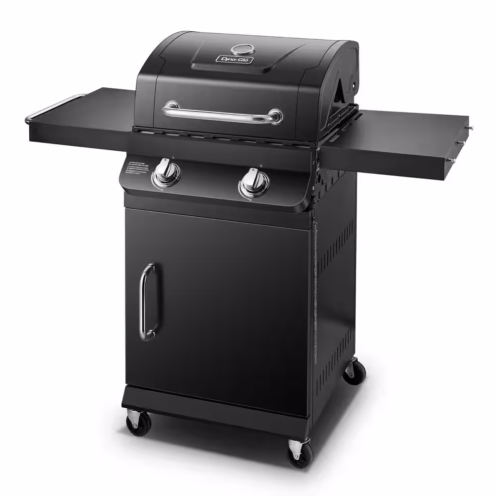 Dyna-Glo Premier 2-Burner Propane Gas Grill with Folding Side Tables in Black
