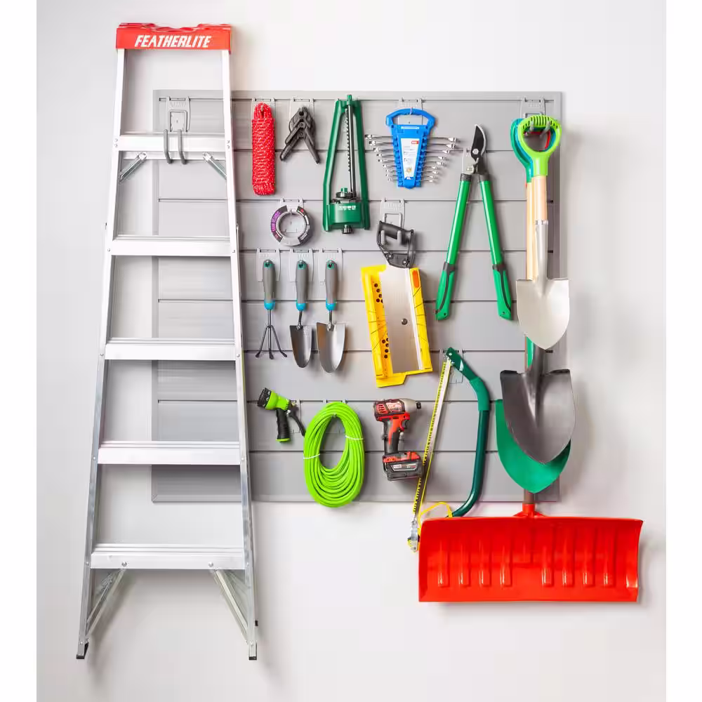 CROWNWALL Home 6 in. x 4 ft. x 4 ft. Heavy Duty PVC Slatwall Organizer Panel Set in Graphite