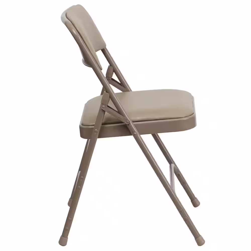 Carnegy Avenue Beige Vinyl/Beige Frame Metal Folding Chair (2-Pack)