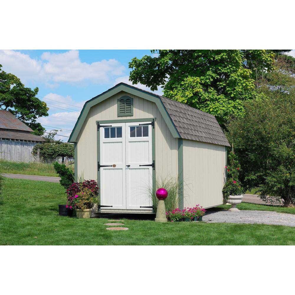 LITTLE COTTAGE CO. Colonial Greenfield 8 ft. x 8 ft. Wood Storage Building DIY Kit with 4 ft. Sidewalls with Floor