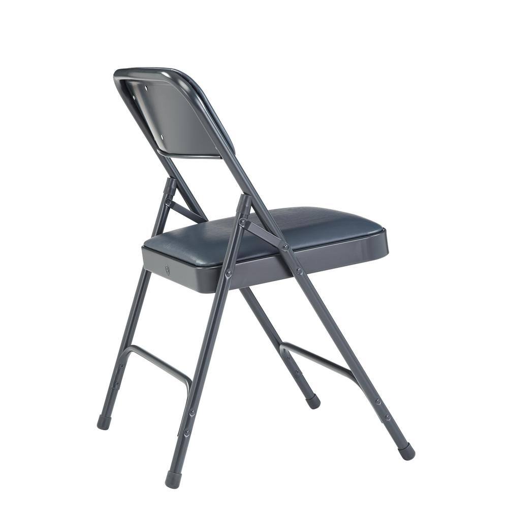 National Public Seating Blue Vinyl Padded Seat Stackable Folding Chair (Set of 4)
