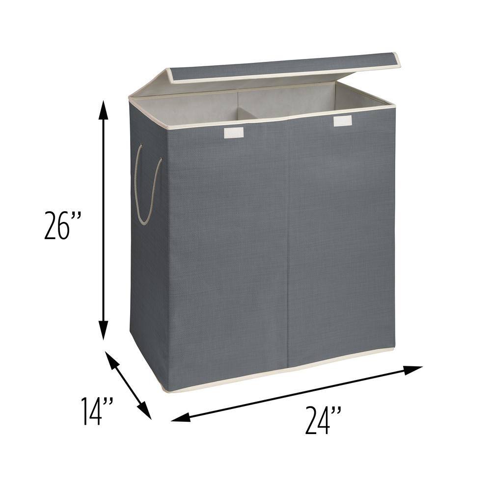Honey-Can-Do Grey Collapsible Resin Hamper with Two Compartments