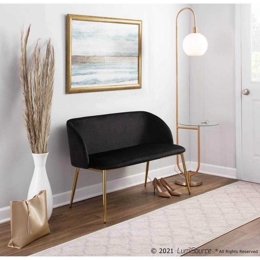 Lumisource Fran Black Velvet and Gold Bench (29.75 x 46 x 21)