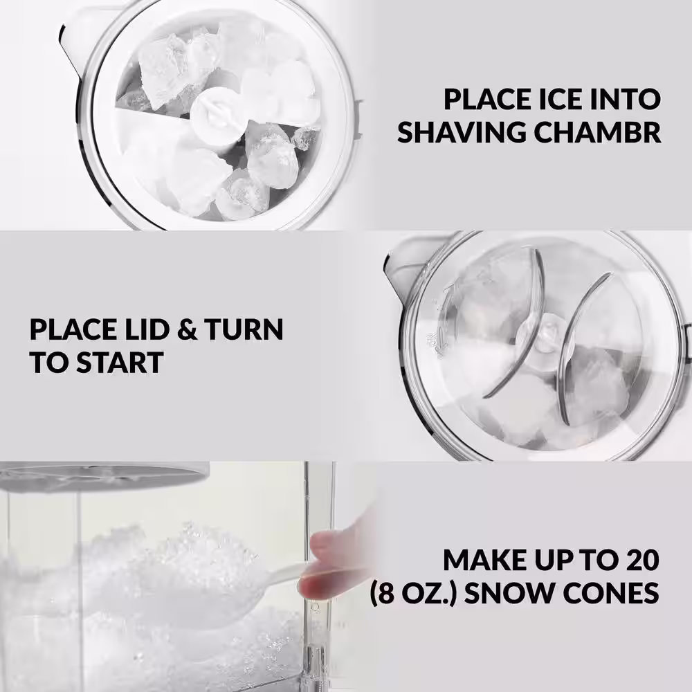 Nostalgia 160 oz. White Snow Cone Machine with 2 Cones and Ice Scoop