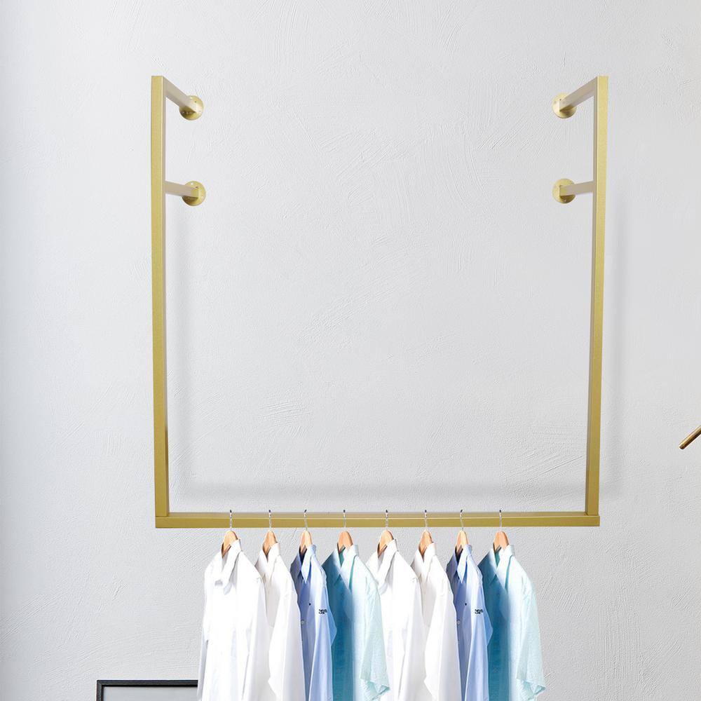 None Gold Iron Wall Mounted Clothes Rack 39.37 in. x 39.37 in.