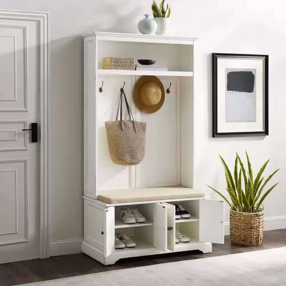 CROSLEY FURNITURE Holbrook Distressed White Hall Tree